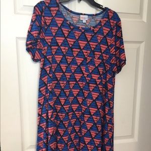 LuLaRoe Carly XL Pink and Blue Dress